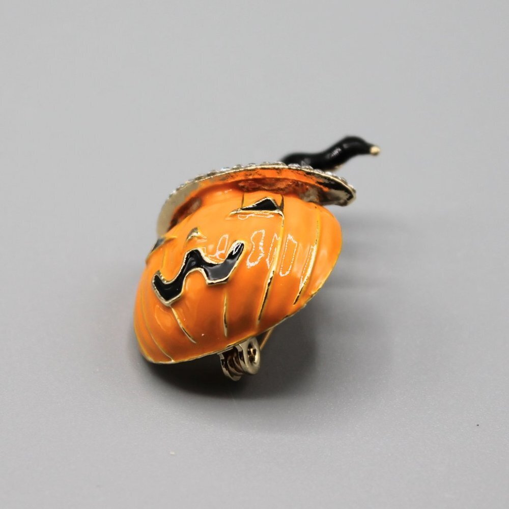Pumpkin Halloween pin brooch jewelry orange black brand new fashion gold tone - Picture 6 of 11